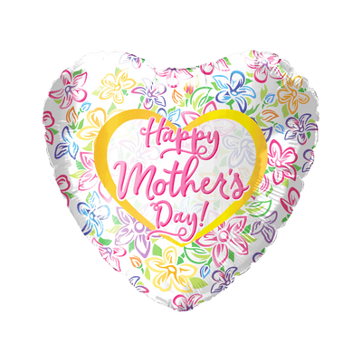 18" Happy Mother's Day Flowers Balloon 50ct - Party America - Premium Party Distribution