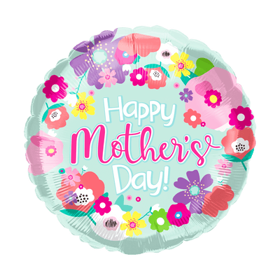 18" Happy Mother's Day Flowers Balloon 50ct - Party America - Premium Party Distribution