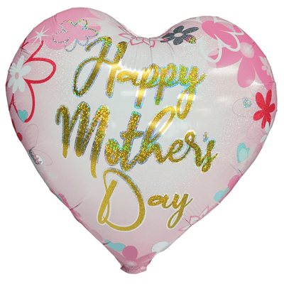 18" Happy Mother's Day Pink Heart Holographic (20ct) - Party America - Premium Party Distribution