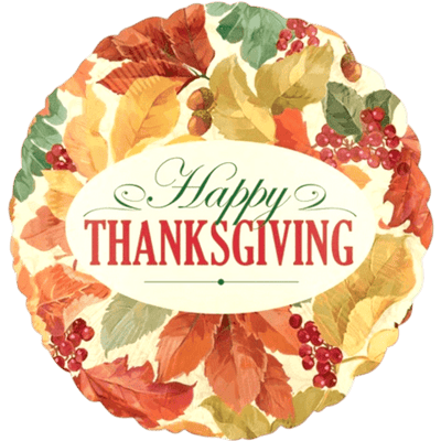 18" Happy Thanksgiving - Elegant Leaves - Premium Party Distribution