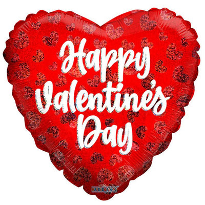 18" Happy Valentine's Day Red Hearts Holographic - Conver USA - Premium Party Distribution