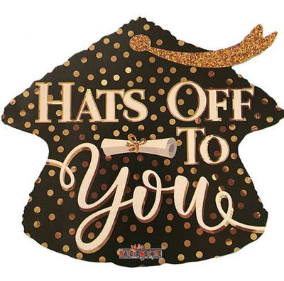 18" Hats Off to You Balloon Flat 100ct - ConverUSA - Premium Party Distribution