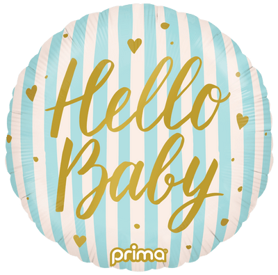 18” Hello Baby Blue Stripes - Premium Party Distribution