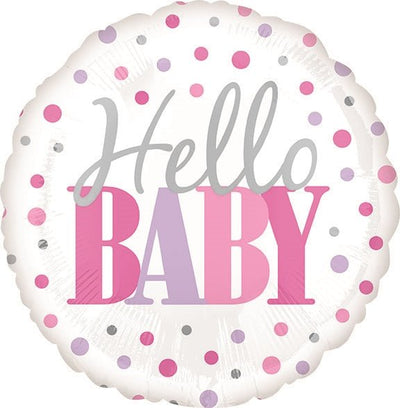 18” Hello Baby Dots - Pink (10ct) - Premium Party Distribution