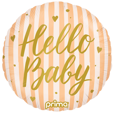 18" Hello Baby - Peach Stripes - Premium Party Distribution