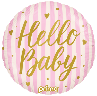 18" Hello Baby - Pink Stripes - Premium Party Distribution