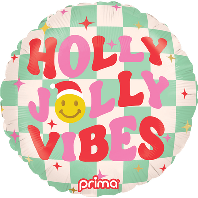 18" Holly Jolly Vibes Checker - Premium Party Distribution