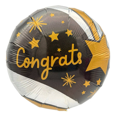 18" Holographic Congrats Grad Gold Stars (50ct) - Premium Party Distribution