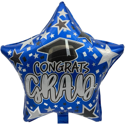 18" Holographic Graduation Blue Star (50ct) - Premium Party Distribution