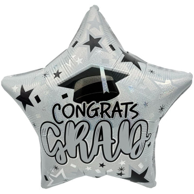 18" Holographic Graduation White Star (50ct) - Premium Party Distribution