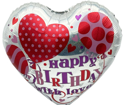 18" Holographic Happy Birthday Silver Heart (20ct) - Premium Party Distribution