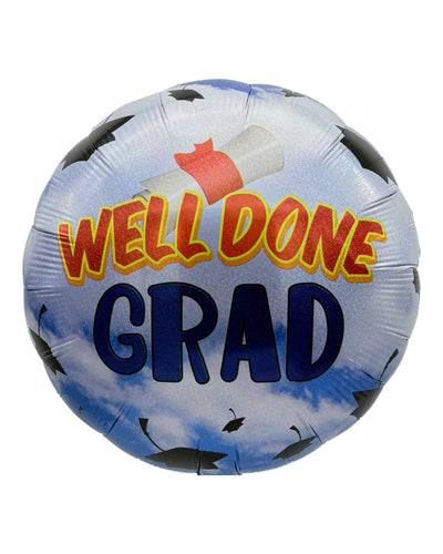18" Holographic Well - Done Grad Blue with Black Cap (50ct) - Premium Party Distribution