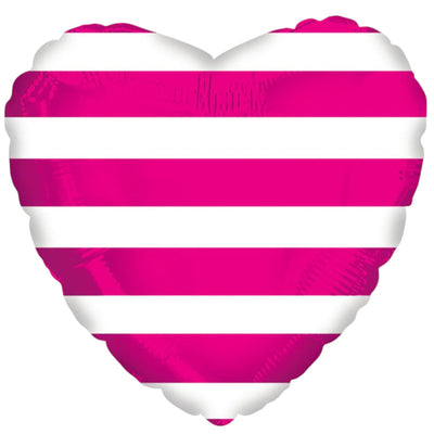 18" Hot Pink Stripe Heart - Premium Party Distribution