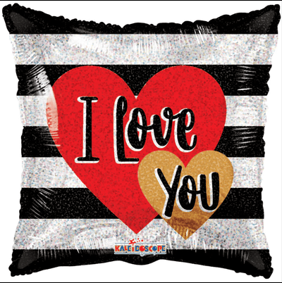 18" I Love You Hearts & Stripes - Premium Party Distribution