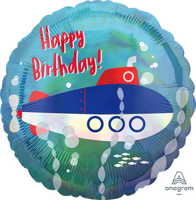 18" Iridescent Happy Birthday Submarine - Premium Party Distribution