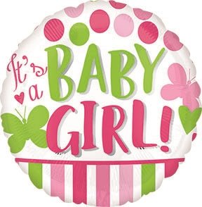 18" It's a Girl Pink & Green (10ct) - Premium Party Distribution