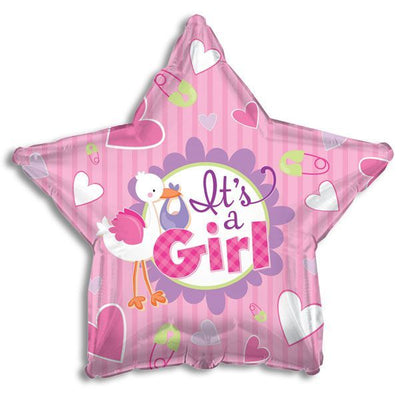 18" It's A Girl Star Balloon - Premium Party Distribution