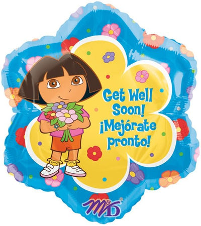 18” JUNIOR SHAPE Dora Get Well Mejorete Pronto (Flower Shape) - Premium Party Distribution