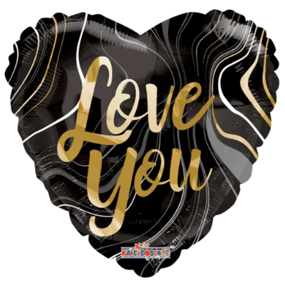 18" Love You - Black and Gold Swirl - Premium Party Distribution