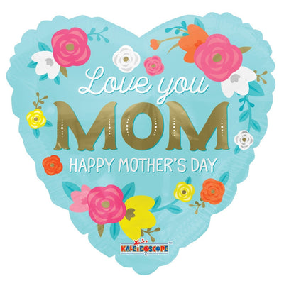 18″ Love You Mom Flowers Balloon - Conver - Premium Party Distribution