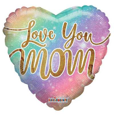 18" Love You Mom Rainbow Heart Balloon Flat 100ct - Conver - Premium Party Distribution
