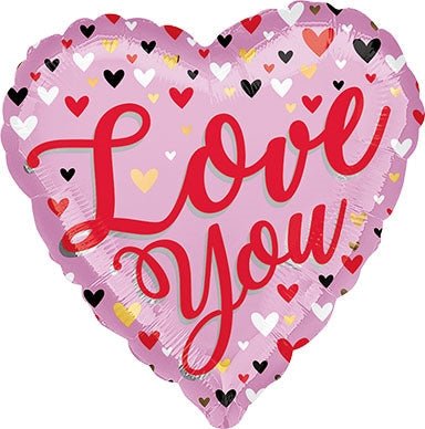 18” LOVE YOU Small Hearts - Heart Shape Foil Balloon - Pack of 25 - Premium Party Distribution
