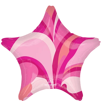 18" Marble Star Balloon - Pink - Premium Party Distribution