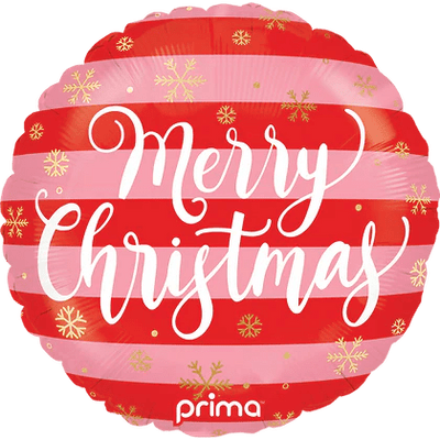18" Merry Christmas Pink & Red Stripes - Premium Party Distribution