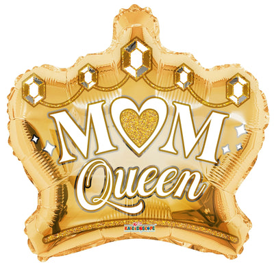 18" Mom Queen Crown Balloon Flat 100ct - Conver - Premium Party Distribution