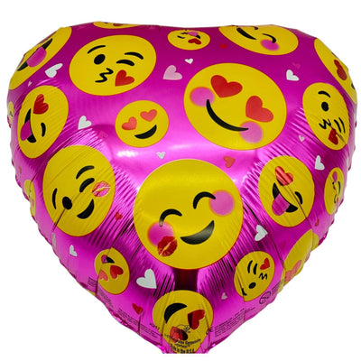 18" Pink Heart with Emojis (100ct) - Premium Party Distribution