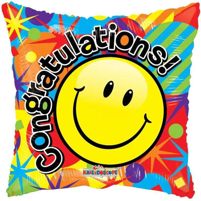 18" Smiley Congratulations Jellybean Balloon Flat 100ct - ConverUSA - Premium Party Distribution