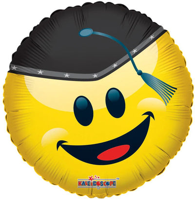 18" Smiley with Graduation Cap Balloon - Pk - ConverUSA - Premium Party Distribution