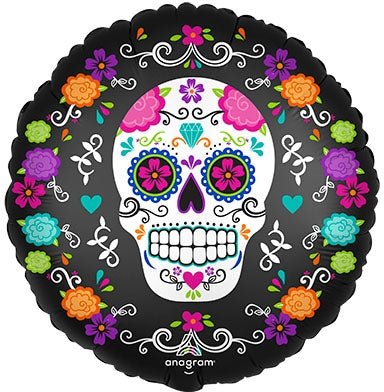18" Sugar Skull & Marigolds (10ct) - Premium Party Distribution