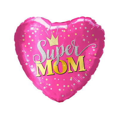 18" Super Mom Pink Heart Balloon 50ct - Party America - Premium Party Distribution