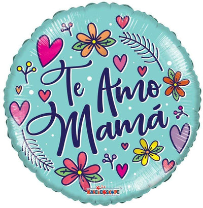 18" Te Amo Mamá Flores Round Balloon Flat 100ct - ConverUSA - Premium Party Distribution