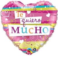 18" Te Quiero Mucho Rayas y Corazones (5ct) - Premium Party Distribution