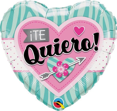 18" Te Quiero Rayas de Cebra Aquamarina - Premium Party Distribution