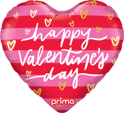 18" Valentine Pink & Red Stripes - Premium Party Distribution
