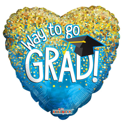 18" Way to Go Grad Blue Balloon Flat 100ct ConverUSA - Premium Party Distribution