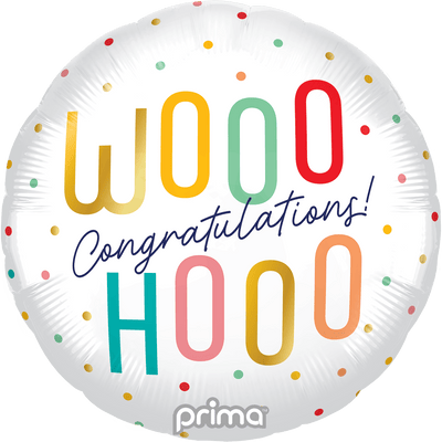18" Woohoo Congratulations Colorful Dots - Premium Party Distribution
