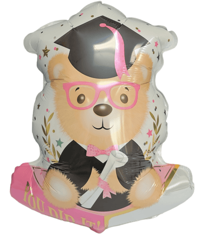 18" You Did It! Pink Graduation Bear Balloon - ConverUSA - Premium Party Distribution