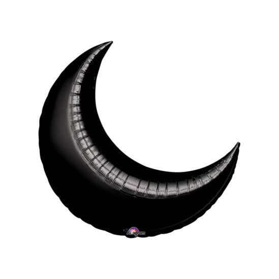 26in BLACK CRESCENT Foil Balloon - Package of 3 Helium or Air Fill - Valved