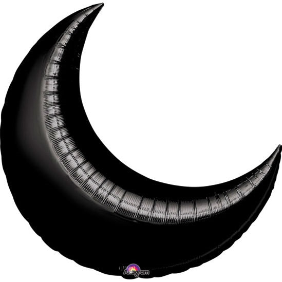 35in BLACK CRESCENT Foil Balloon - Package of 3