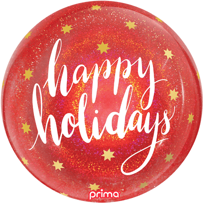 20" Happy Holidays Red Glitter Sphere - Premium Party Distribution