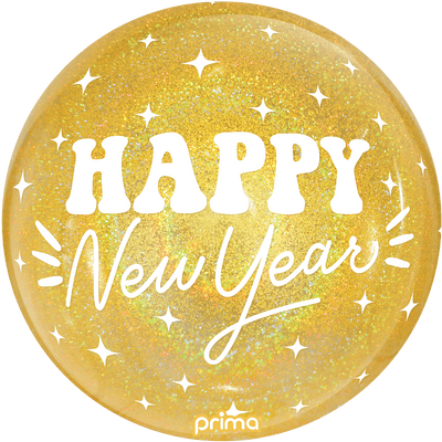 20" Happy New Year Gold Glitter Sphere - Premium Party Distribution