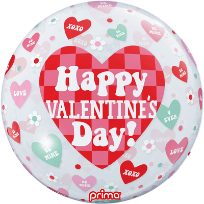 20" Happy Valentine's Day Checker Heart Sphere - Premium Party Distribution