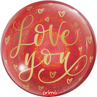 20" Love You Gold Hearts Red Glitter Sphere - Premium Party Distribution