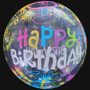 21" Clear Bobo - Birthday Cake & Confetti - Premium Party Distribution