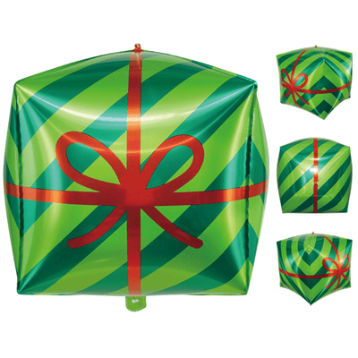22" 4D Green Striped Present - Premium Party Distribution