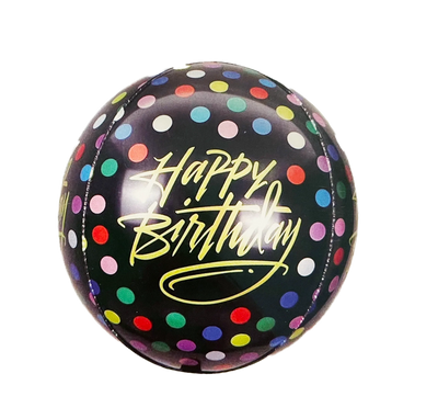 22" Black with Colorful Dots - Premium Party Distribution